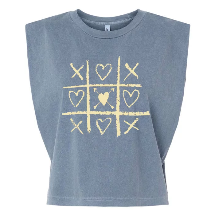 Valentine's Day Tic Tac Toe Love Hearts Garment-Dyed Women's Muscle Tee