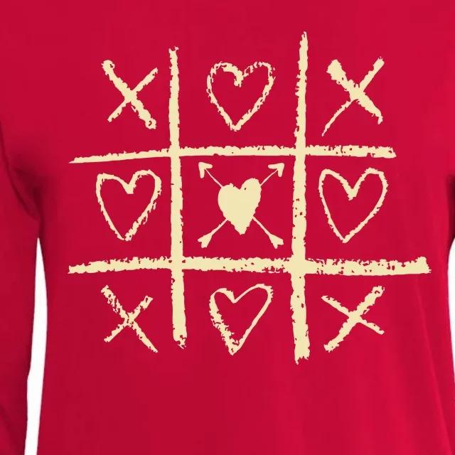 Valentine's Day Tic Tac Toe Love Hearts Womens Cotton Relaxed Long Sleeve T-Shirt