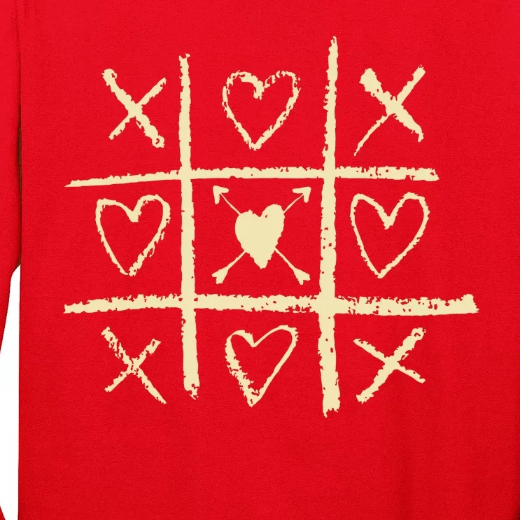 Valentine's Day Tic Tac Toe Love Hearts Long Sleeve Shirt