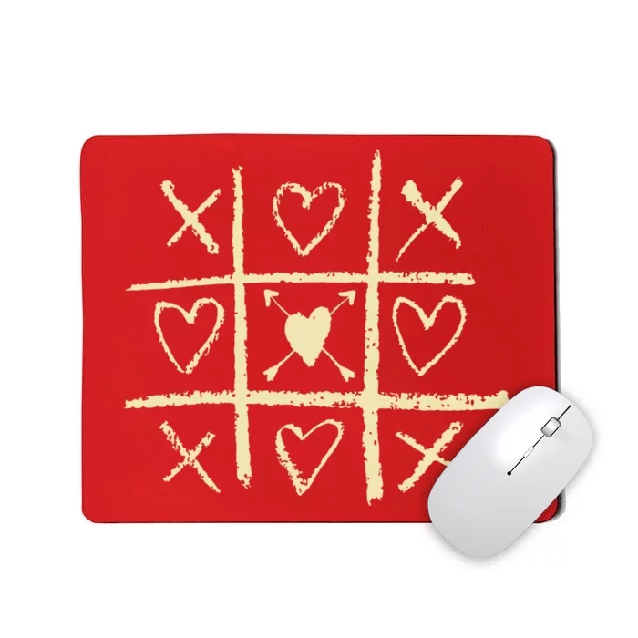 Valentine's Day Tic Tac Toe Love Hearts Mousepad