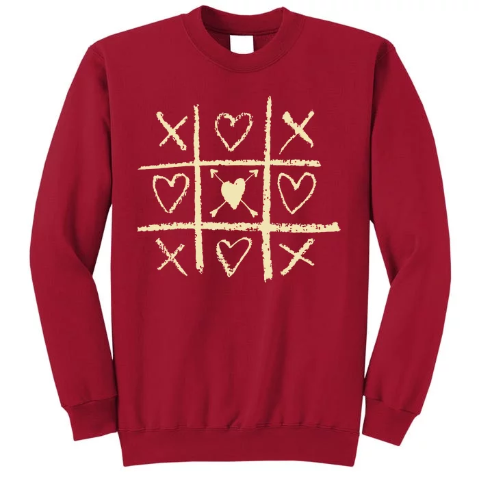 Valentine's Day Tic Tac Toe Love Hearts Tall Sweatshirt