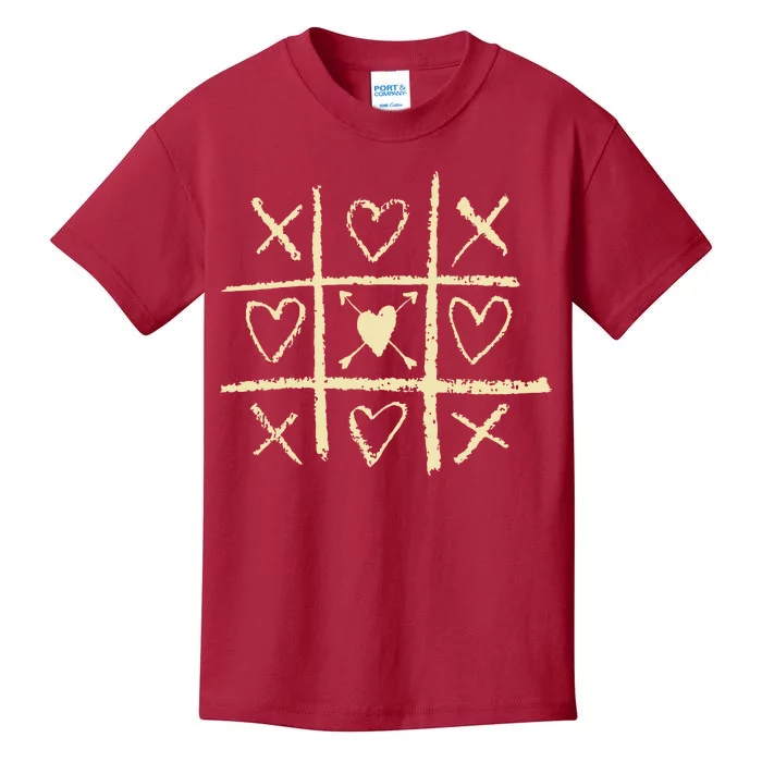 Valentine's Day Tic Tac Toe Love Hearts Kids T-Shirt