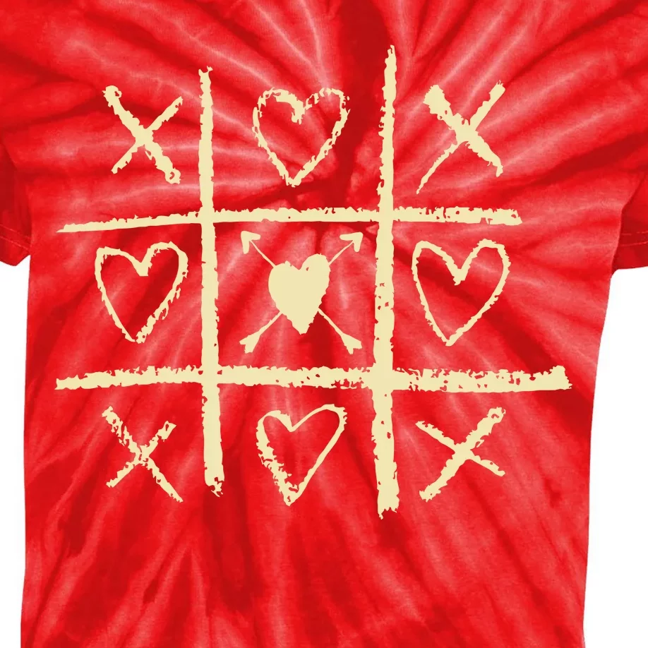 Valentine's Day Tic Tac Toe Love Hearts Kids Tie-Dye T-Shirt