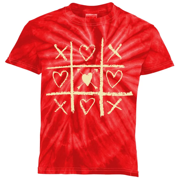 Valentine's Day Tic Tac Toe Love Hearts Kids Tie-Dye T-Shirt