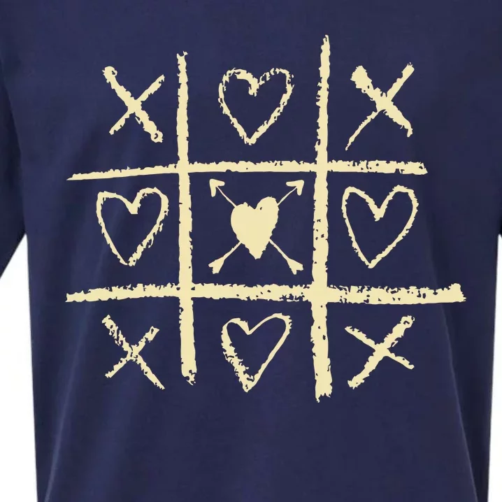 Valentine's Day Tic Tac Toe Love Hearts Sueded Cloud Jersey T-Shirt