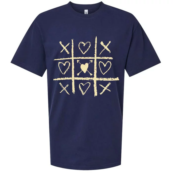 Valentine's Day Tic Tac Toe Love Hearts Sueded Cloud Jersey T-Shirt