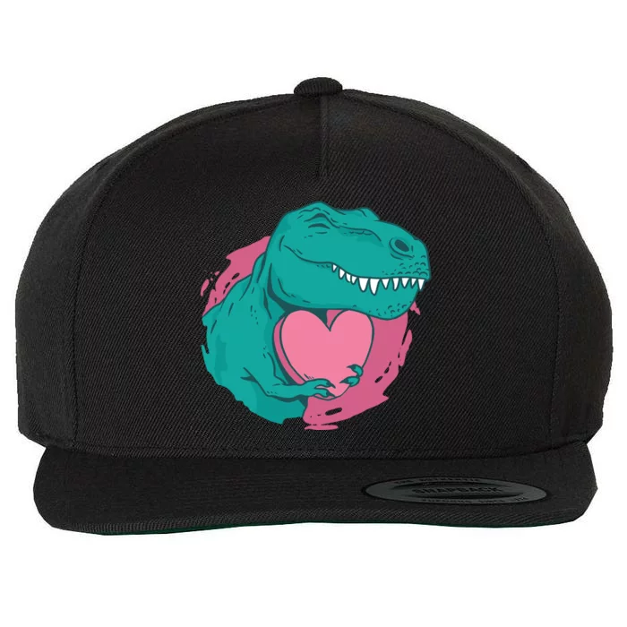 Valentines T-Rex Heart Wool Snapback Cap