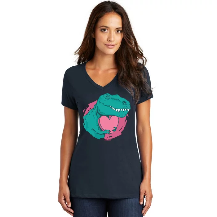 Valentines T-Rex Heart Women's V-Neck T-Shirt