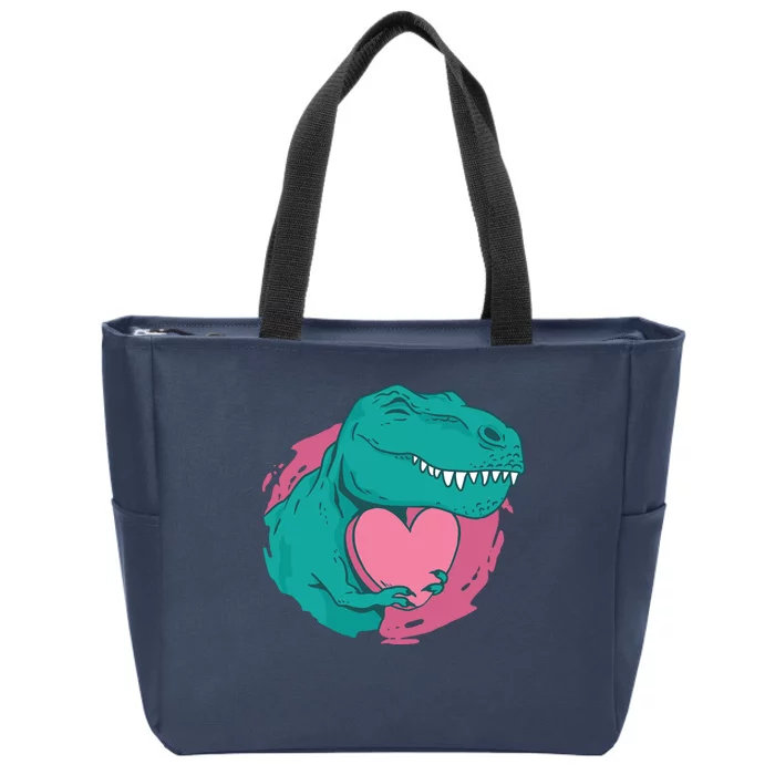 Valentines T-Rex Heart Zip Tote Bag