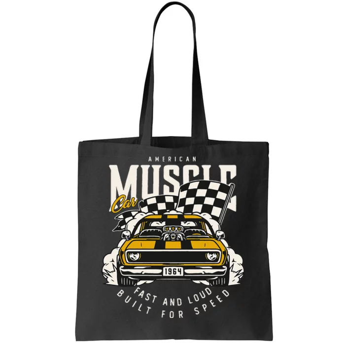 Vintage American Muscle Car Racing Flag Tote Bag