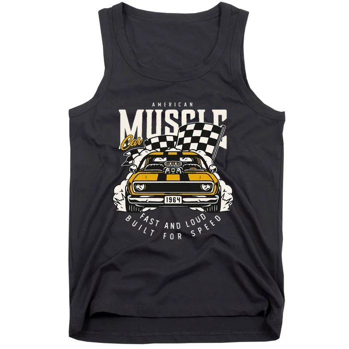 Vintage American Muscle Car Racing Flag Tank Top