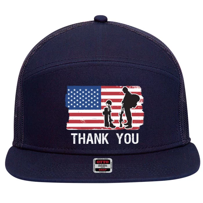 Veteran Appreciation Military Memorial / Honor Remember Usa Cool Gift 7 Panel Mesh Trucker Snapback Hat