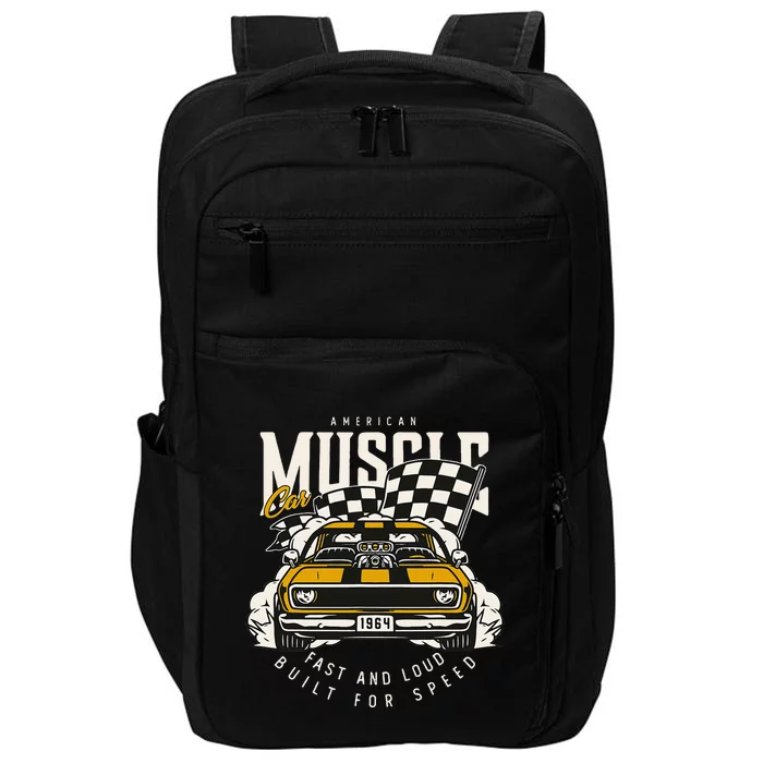 Vintage American Muscle Car Racing Flag Impact Tech Backpack