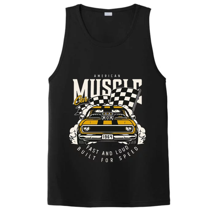 Vintage American Muscle Car Racing Flag Performance Tank