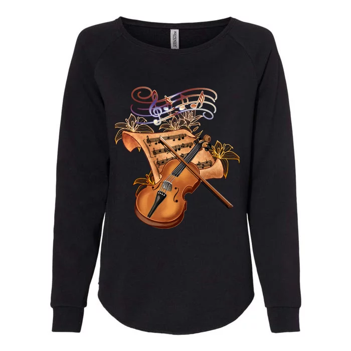 Violin And Musical Note Gift Womens California Wash Sweatshirt