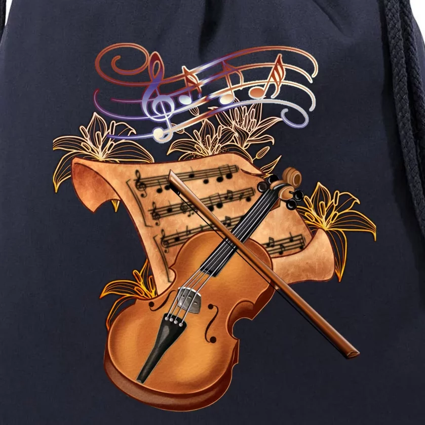 Violin And Musical Note Gift Drawstring Bag