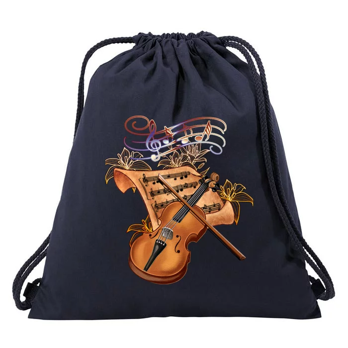 Violin And Musical Note Gift Drawstring Bag