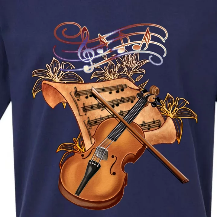 Violin And Musical Note Gift Sueded Cloud Jersey T-Shirt