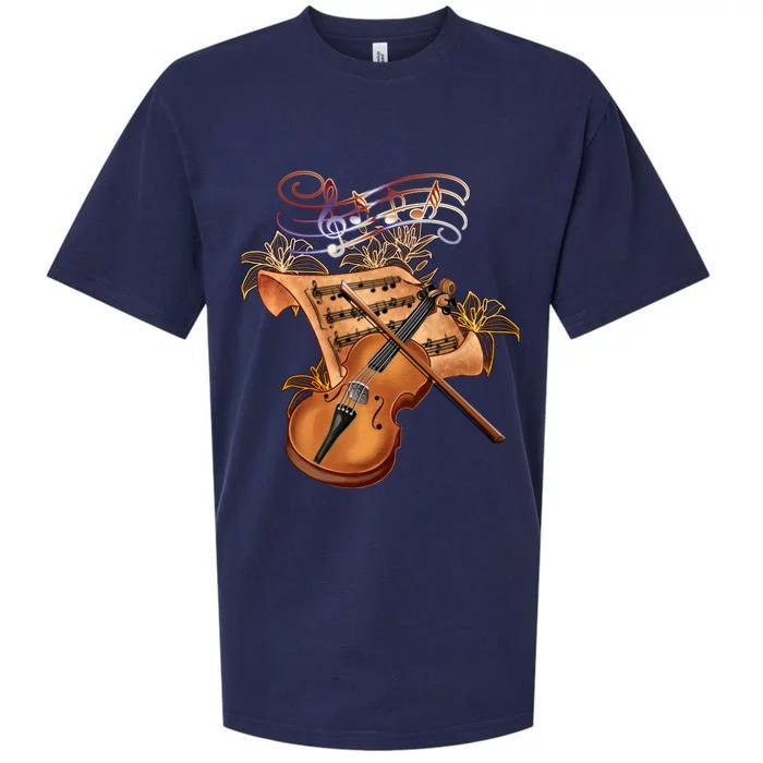 Violin And Musical Note Gift Sueded Cloud Jersey T-Shirt