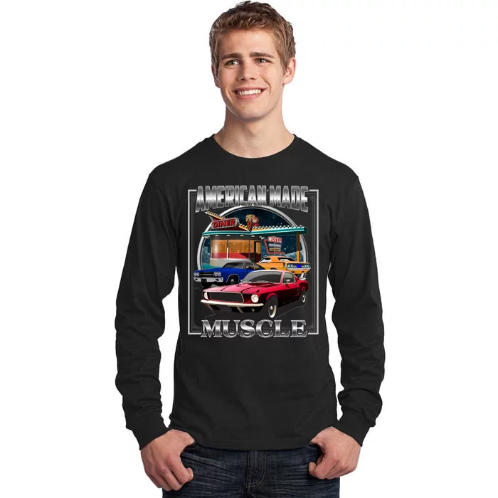 Vintage American Made Muscle Classic Cars And Diner Tall Long Sleeve T-Shirt