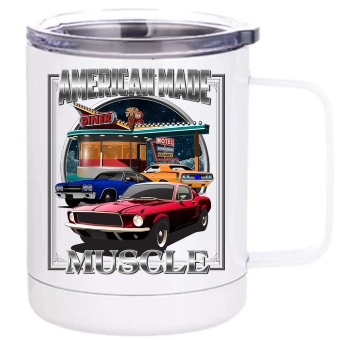 Vintage American Made Muscle Classic Cars And Diner Front & Back 12oz Stainless Steel Tumbler Cup