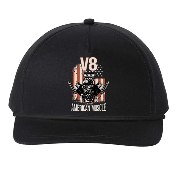 V8 American Muscle Car Usa Flag Engine V8 Snapback Five-Panel Rope Hat