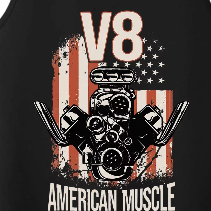 V8 American Muscle Car Usa Flag Engine V8 Performance Tank