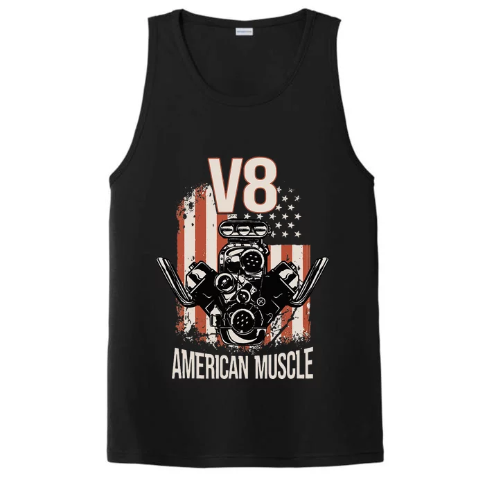 V8 American Muscle Car Usa Flag Engine V8 Performance Tank