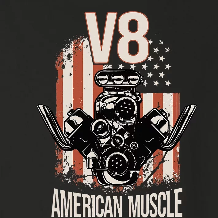 V8 American Muscle Car Usa Flag Engine V8 Toddler Long Sleeve Shirt