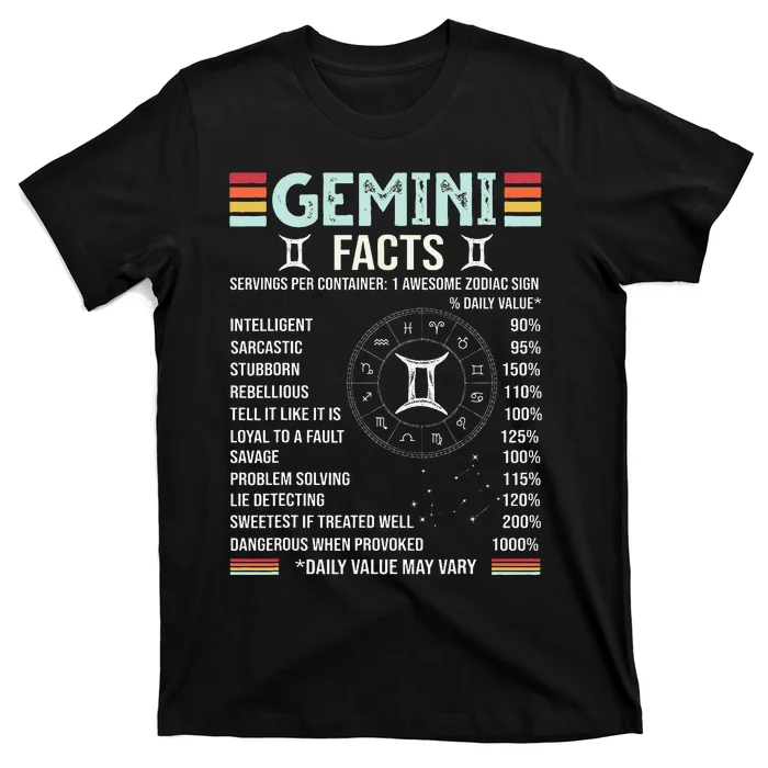 Vintage Astrology May June birthday Zodiac sign retro Gemini T-Shirt