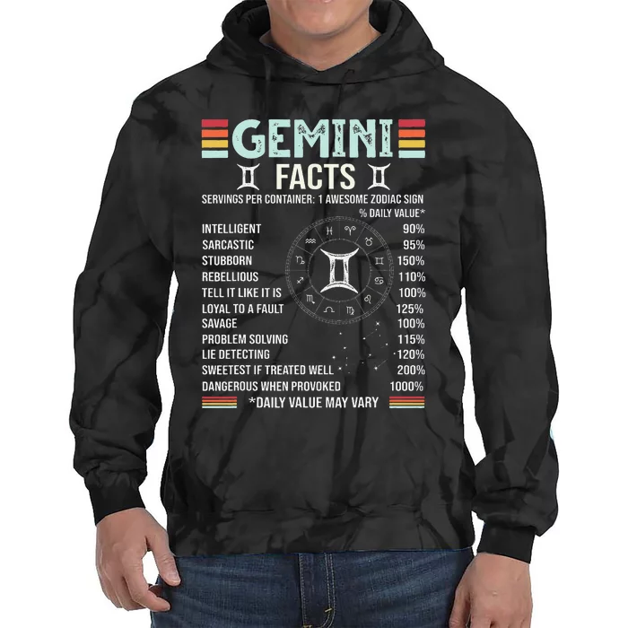 Vintage Astrology May June birthday Zodiac sign retro Gemini Tie Dye Hoodie