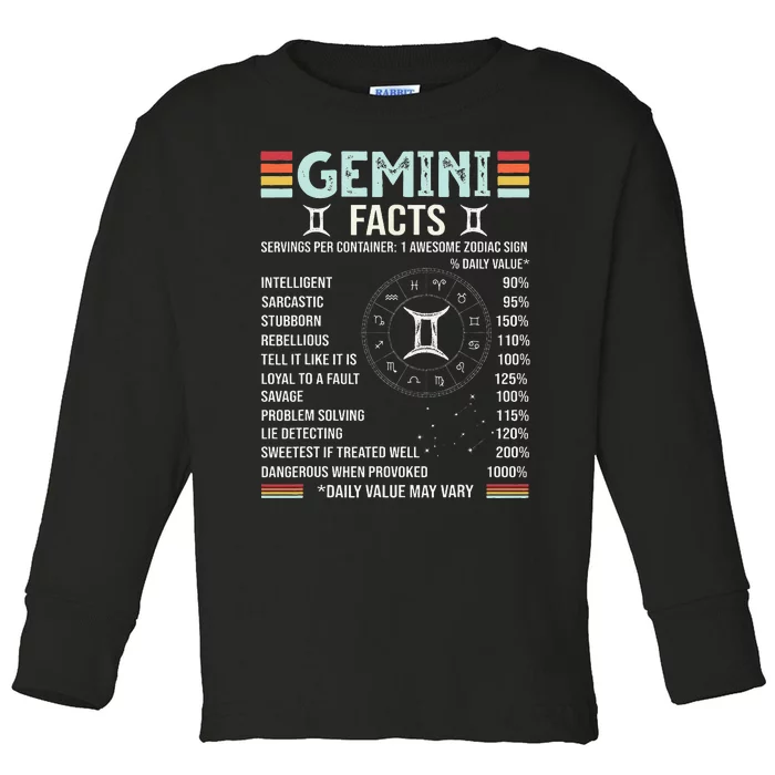 Vintage Astrology May June birthday Zodiac sign retro Gemini Toddler Long Sleeve Shirt