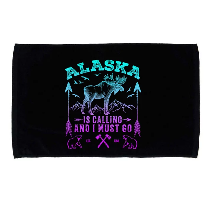 Vintage Alaskan Moose Alaska Is Calling And I Must Go Cool Gift Microfiber Hand Towel