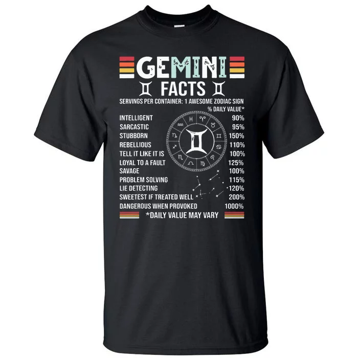 Vintage Astrology May June Birthday Zodiac Sign Retro Gemini Tall T-Shirt