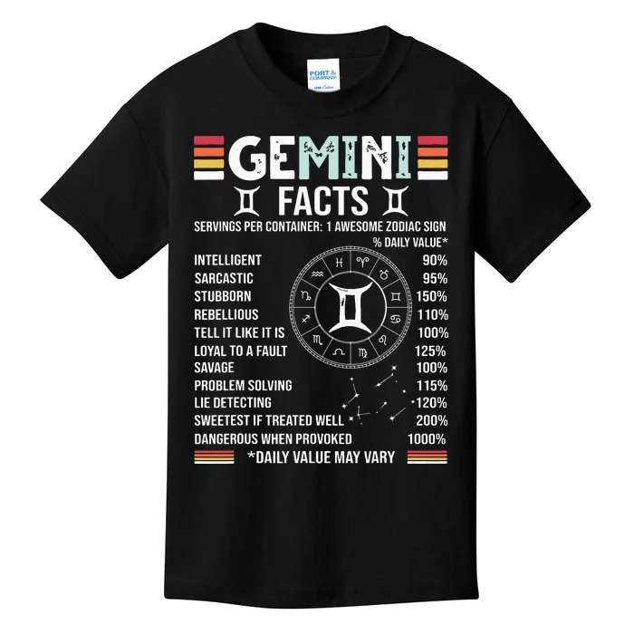 Vintage Astrology May June Birthday Zodiac Sign Retro Gemini Kids T-Shirt