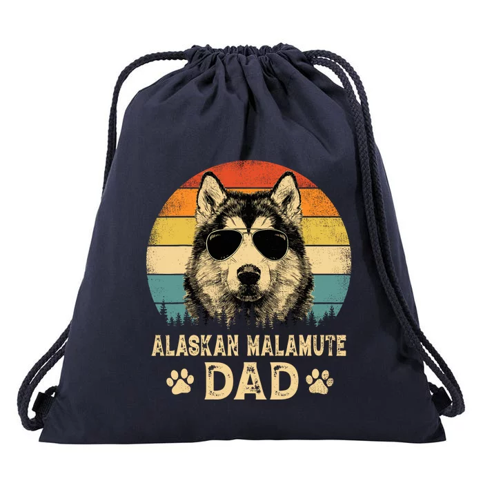 Vintage Alaskan Malamute Dad Dog Lovers FatherS Day Drawstring Bag