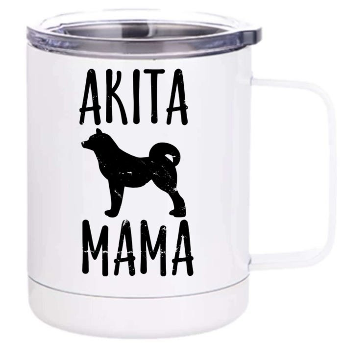 Vintage Akita Mama Gift Akita Mom Pet Dog Owner Mother Front & Back 12oz Stainless Steel Tumbler Cup