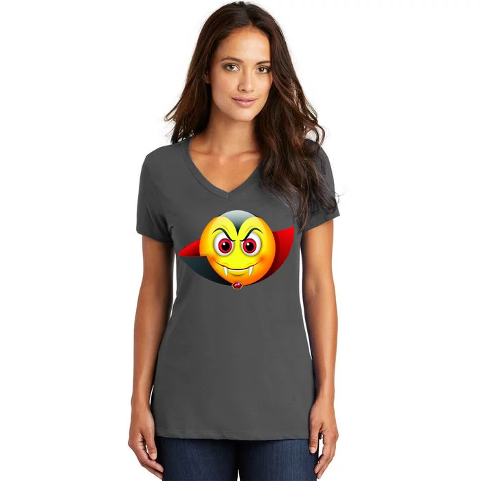 Vampire Halloween Emoji Women's V-Neck T-Shirt