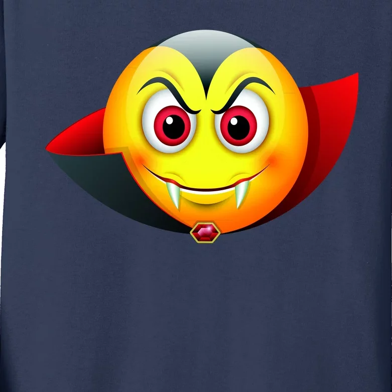 Vampire Halloween Emoji Kids Long Sleeve Shirt