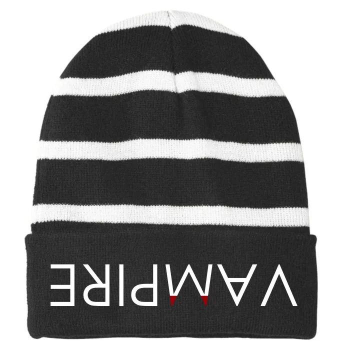 VaMpire Teeth Logo Striped Beanie with Solid Band