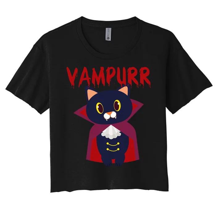 Vampurr Vampire Cat Women's Crop Top Tee