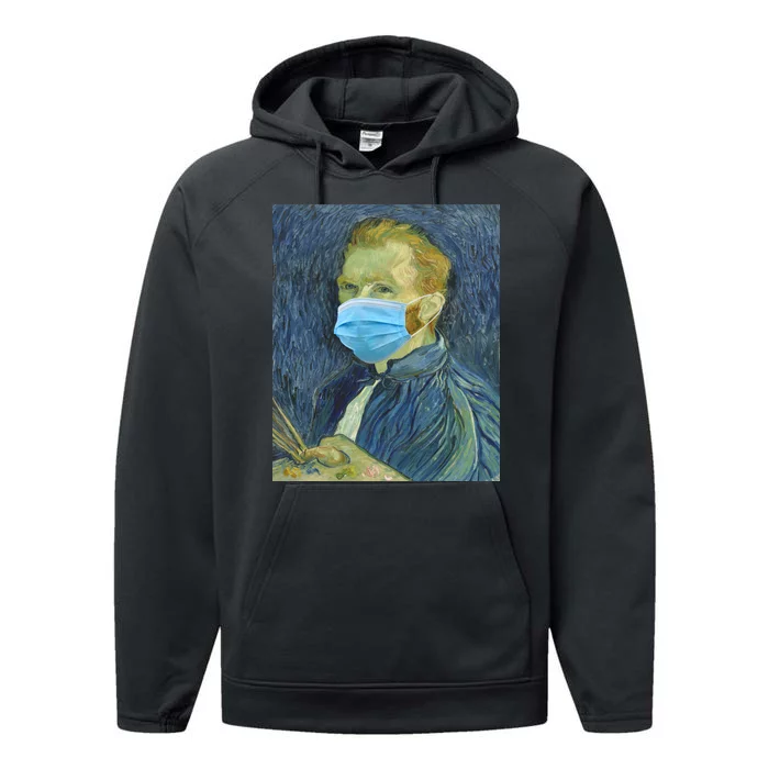 Van Gogh Funny Quarantine Mask Performance Fleece Hoodie