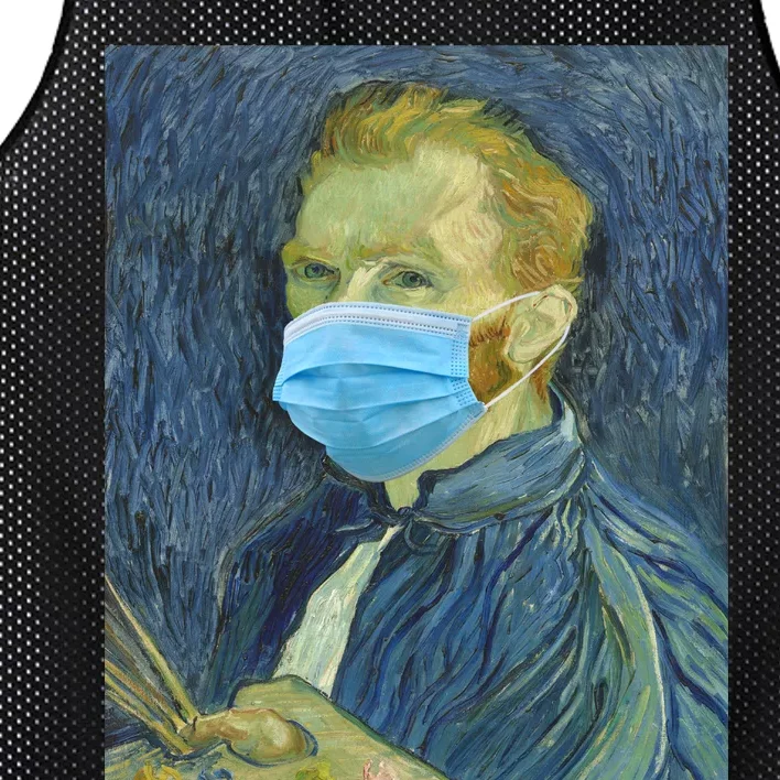 Van Gogh Funny Quarantine Mask Mesh Reversible Basketball Jersey Tank