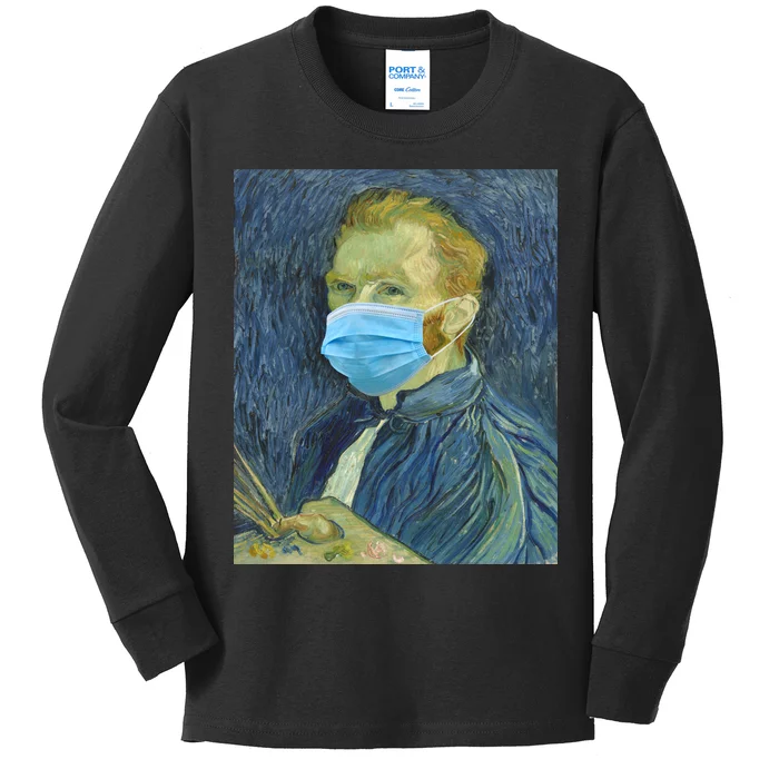 Van Gogh Funny Quarantine Mask Kids Long Sleeve Shirt