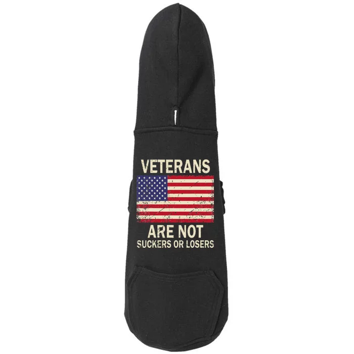 Veterans Are Not Suckers Or Losers Biden 2024 Anti Trump Doggie 3-End Fleece Hoodie