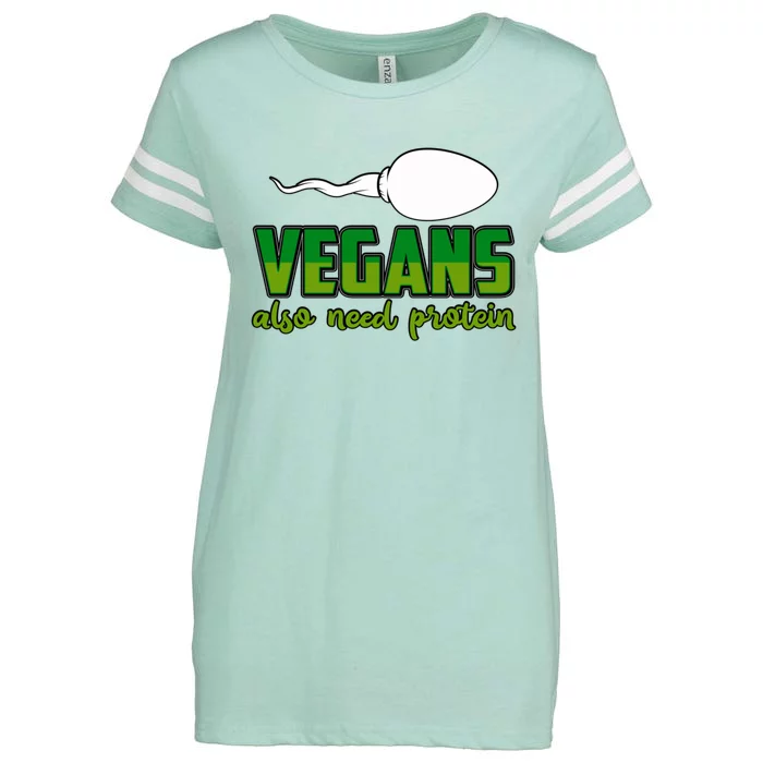 Vegans Also Need Protein Vegan Funny Saying Gift Enza Ladies Jersey Football T-Shirt