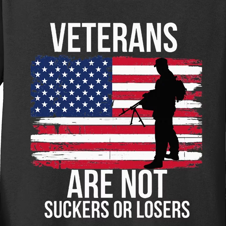 Veterans Are Not Suckers Or Losers Biden 2024 Kids Long Sleeve Shirt