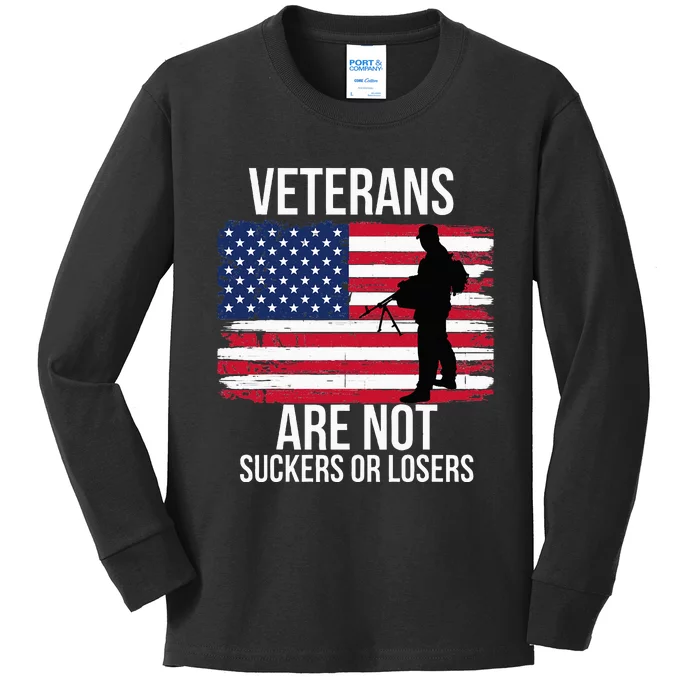 Veterans Are Not Suckers Or Losers Biden 2024 Kids Long Sleeve Shirt