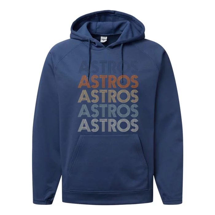 Vintage Astros Name Throwback Retro Apparel Gift Wo Performance Fleece Hoodie