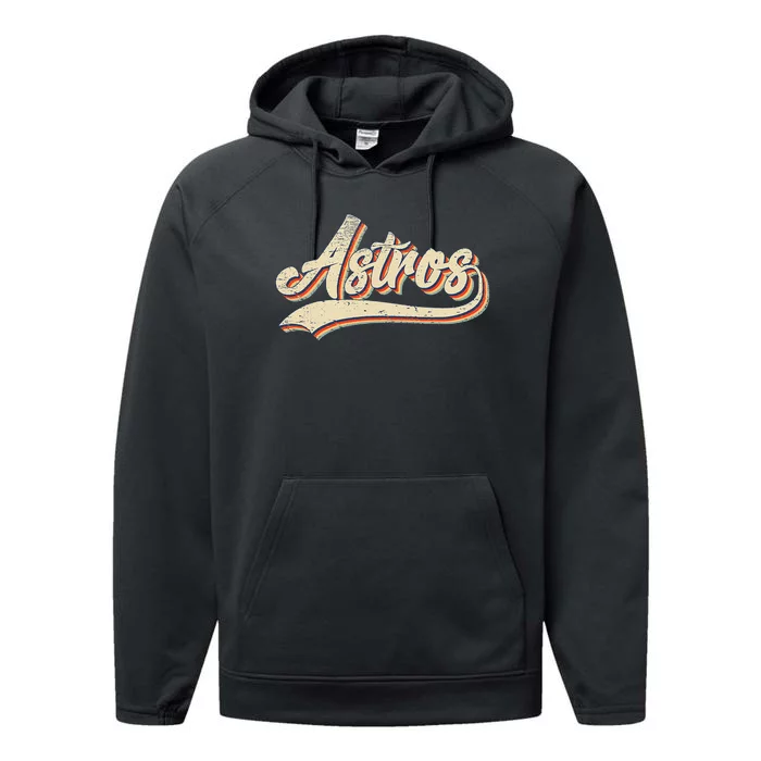 Vintage Astros Name Throwback Retro Apparel Gift Performance Fleece Hoodie